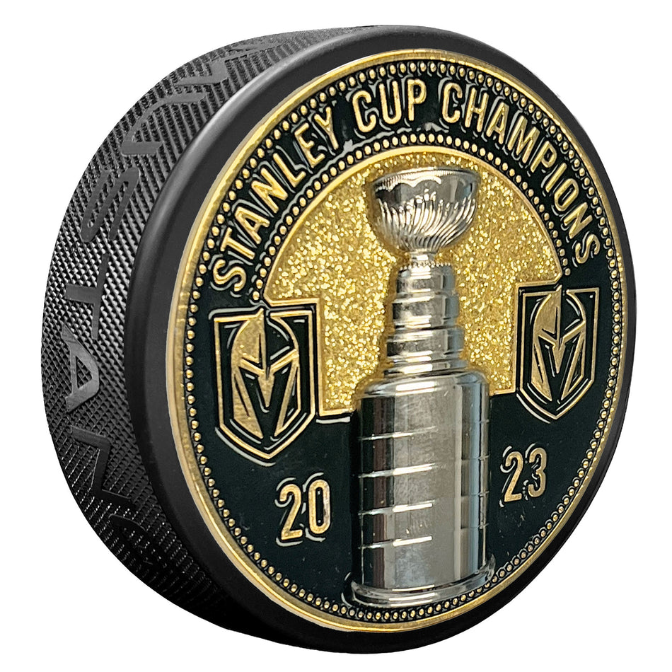 Vegas Golden Knights Stanley Cup Champions Puck - Ultra 3D Glitter Medallion
