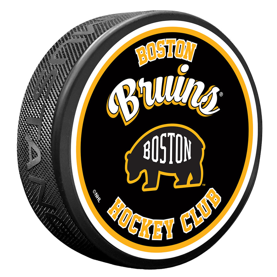 Boston Bruins Puck | Retro Script
