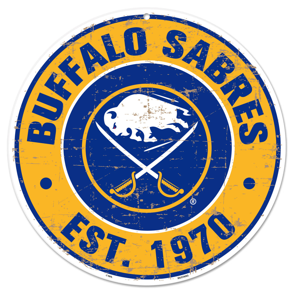 Buffalo Sabres | 12" Distressed Round Sign