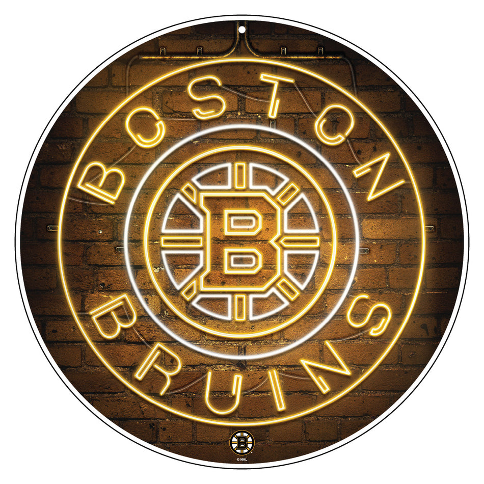 Boston Bruins Sign | 22" Round Neon Design