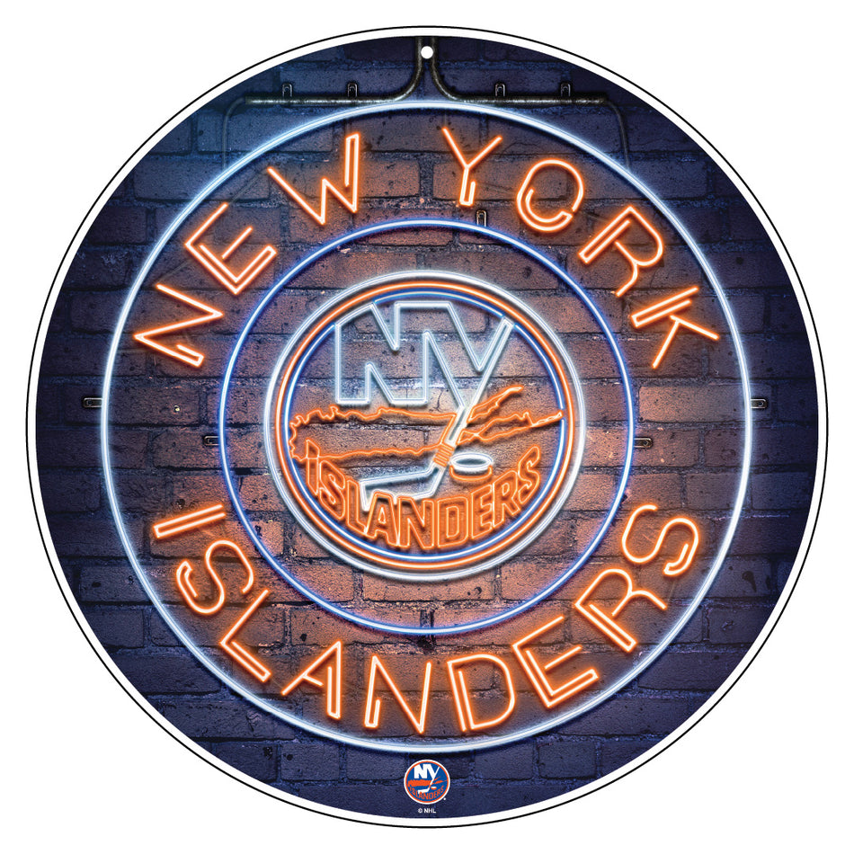 New York Islanders Sign | 22" Round Neon Design