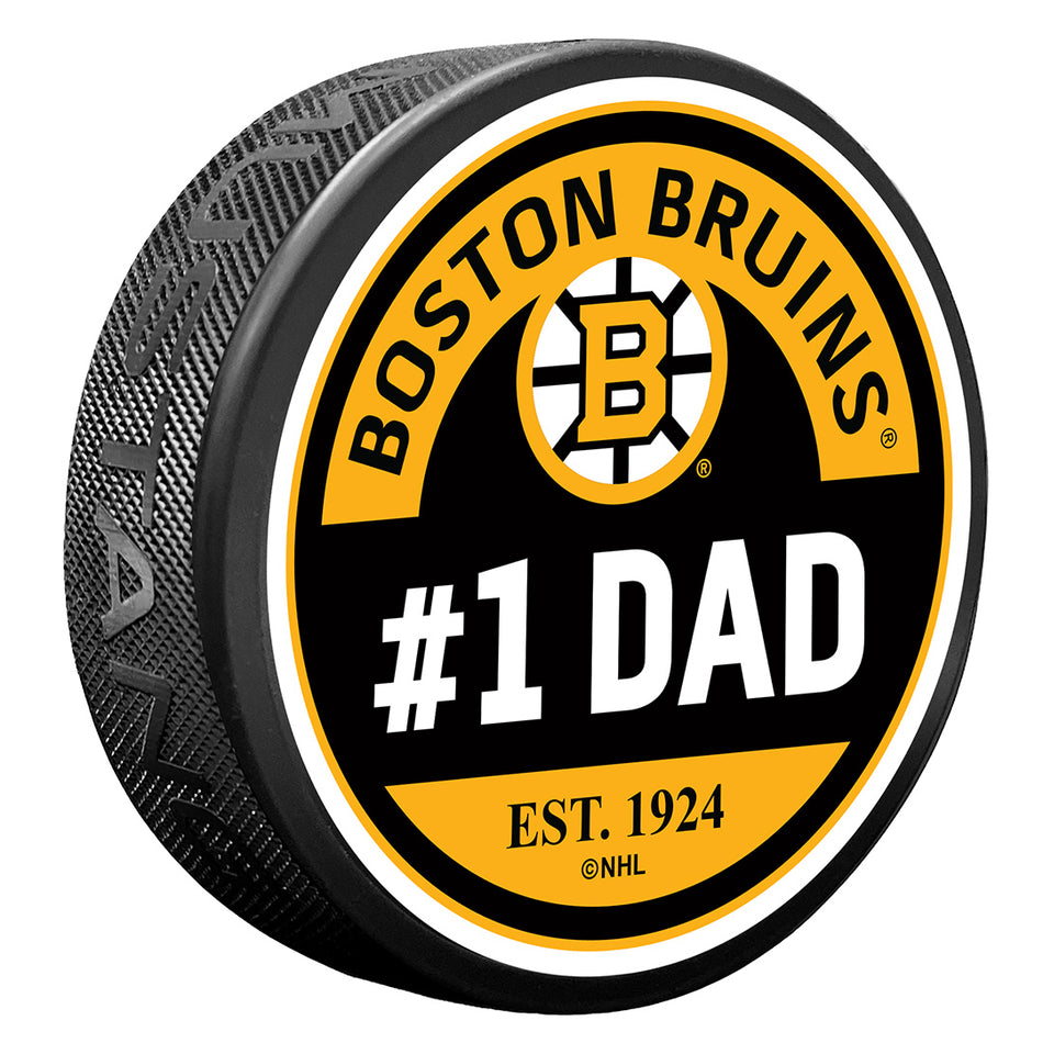 Boston Bruins #1 Dad Textured Puck