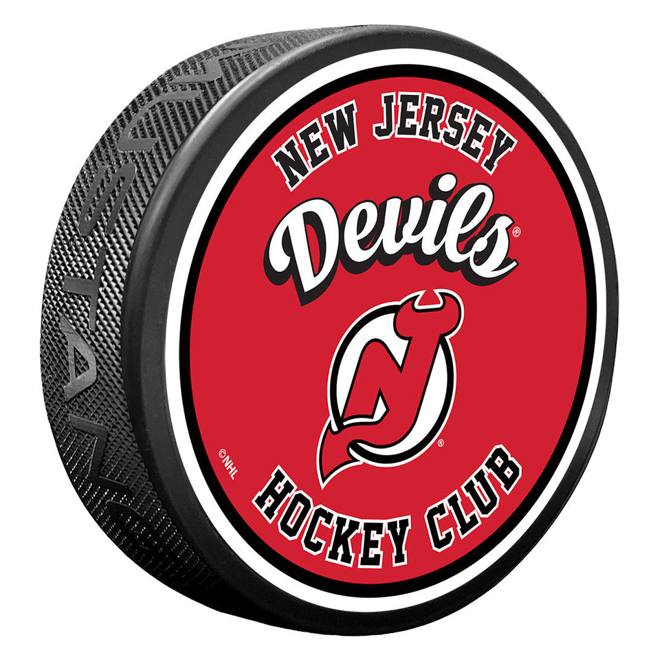 New Jersey Devils Puck | Retro Script