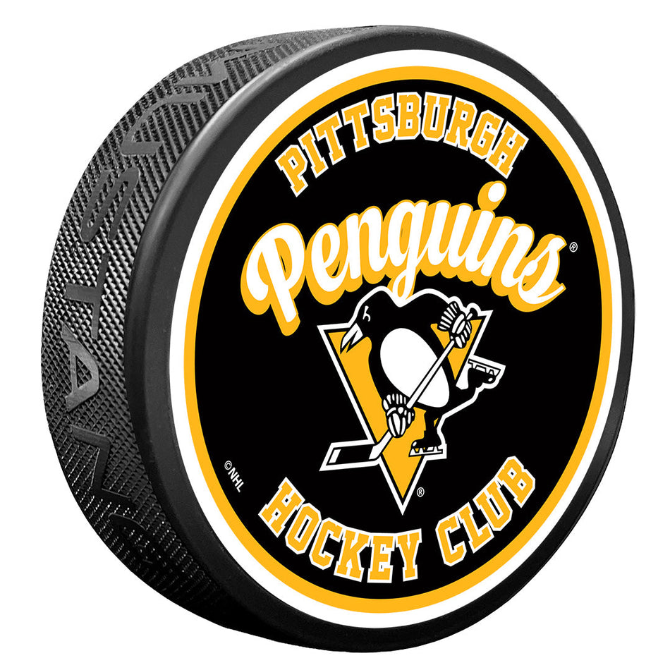 Pittsburgh Penguins Puck | Retro Script