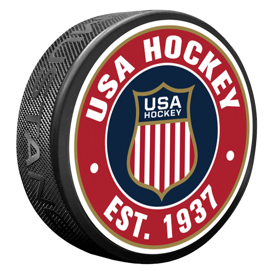 USA Hockey Puck - Established