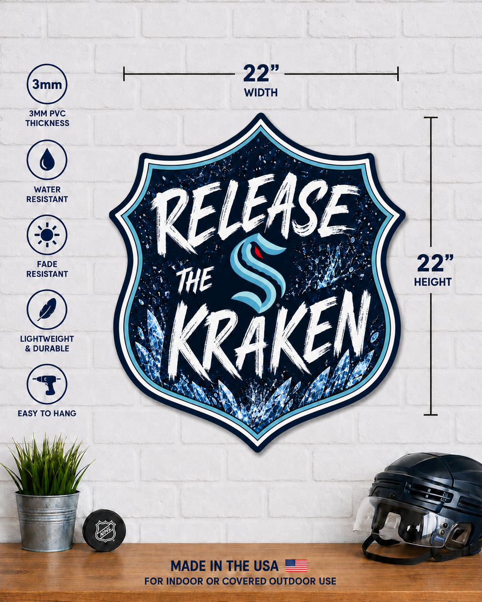 Seattle Kraken | 22" Slogan Shield Wall Sign