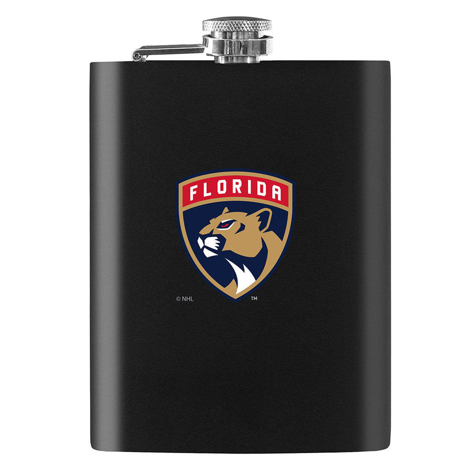 Florida Panthers Flask - 8oz Black Embossed