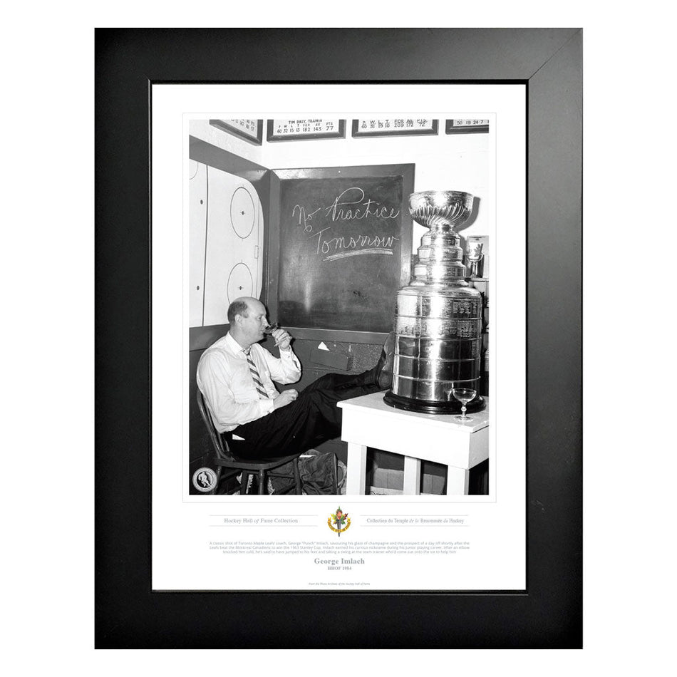 Toronto Maple Leafs Memorabilia - 1963 Feet-Up No Practice Tomorrow Black & White Frame - 12" x 16"