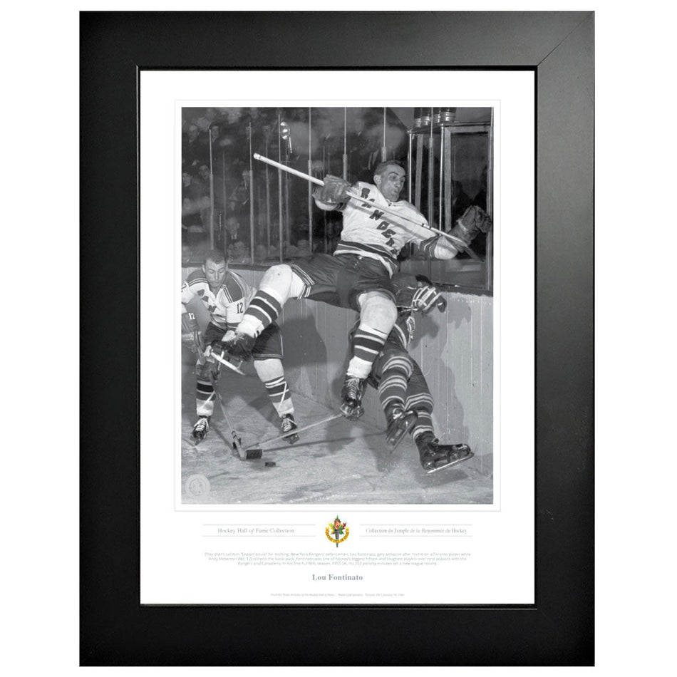 New York Rangers Memorabilia - Lou Fantinato Air Born Black & White Classic - 12" x 16" Frame