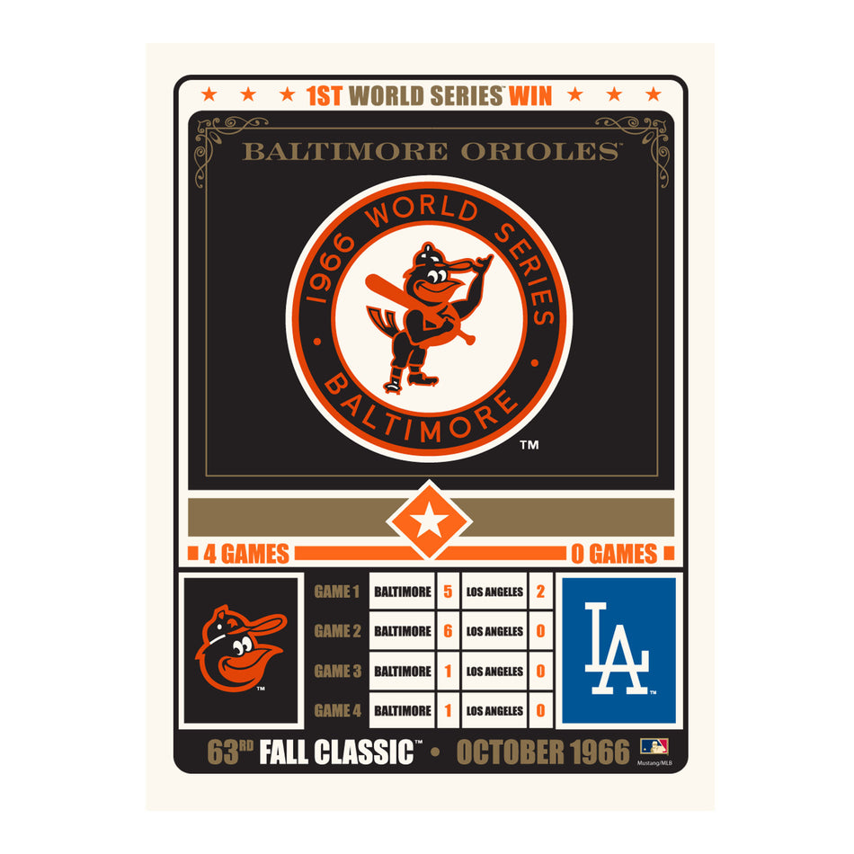 Baltimore Orioles 12x16 Print Fall Classic Match Up 1966