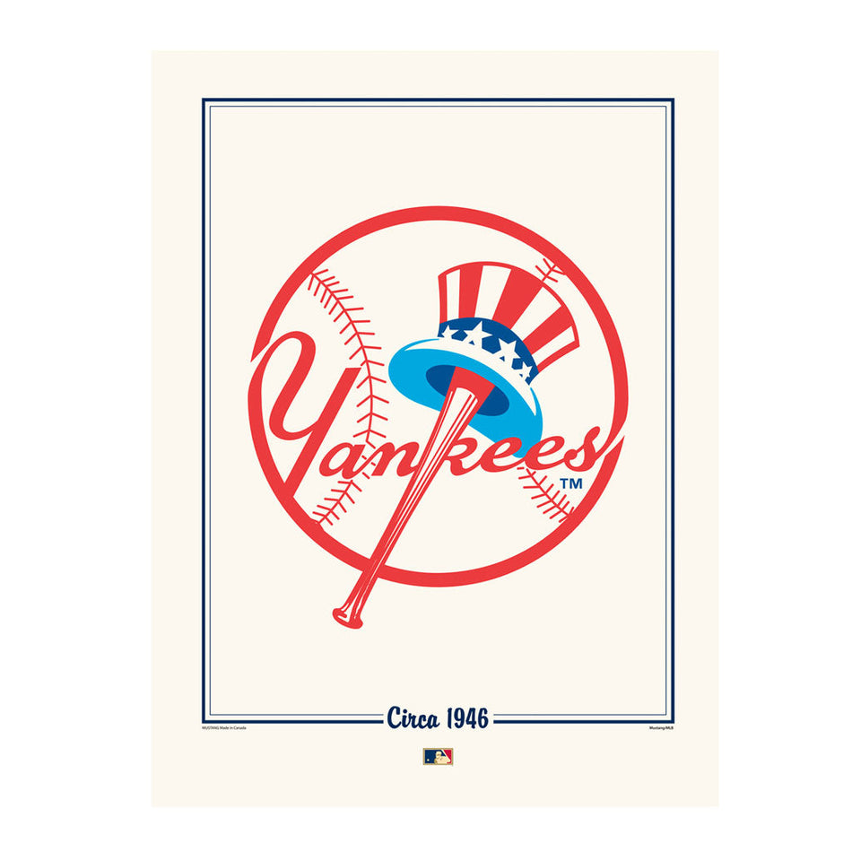 New York Yankees 12x16 Cooperstown Logos to History Print- 1946