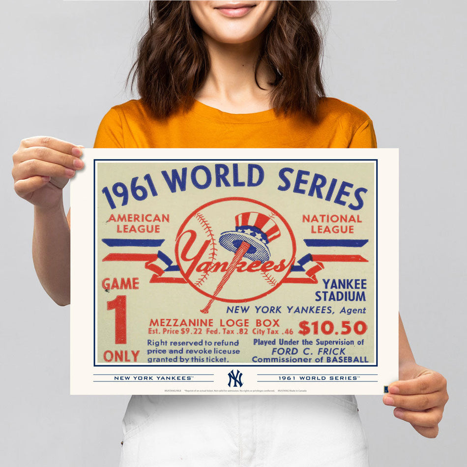 New York Yankees World Series Ticket 12x16 Print- 1961G1L