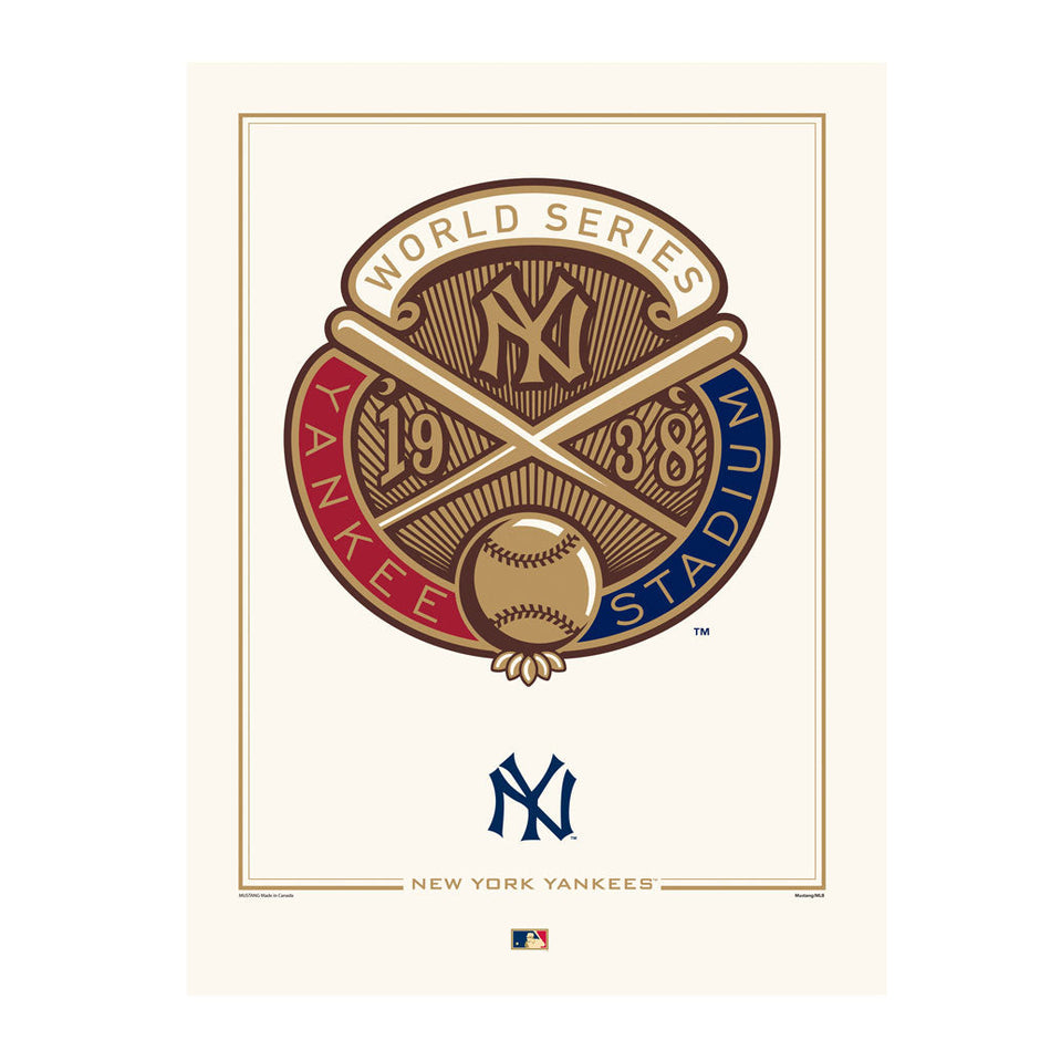 New York Yankees 1938 World Series Logos to History 12x16 Print