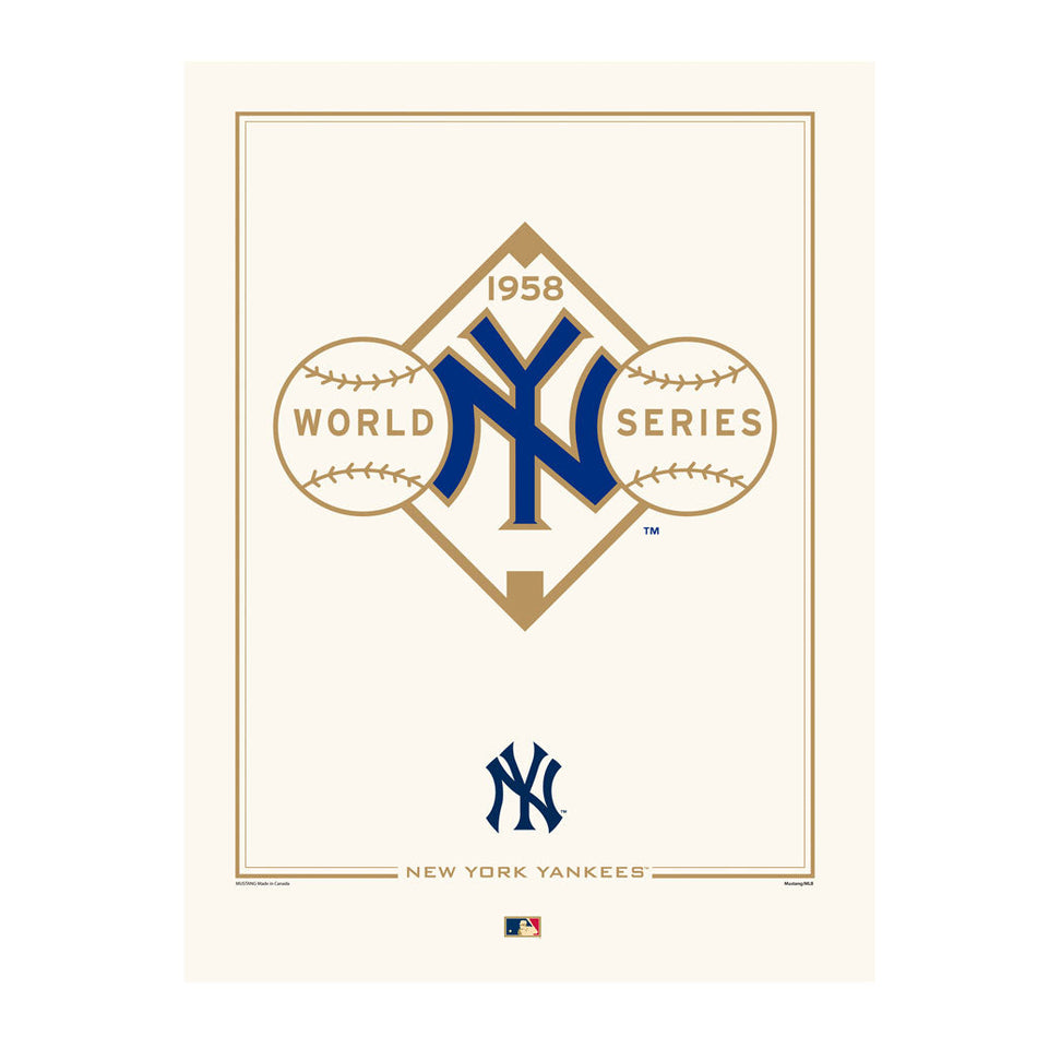New York Yankees 1958 World Series Logos to History 12x16 Print