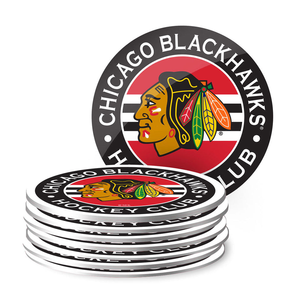 Chicago Blackhawks 8pk Coaster Stripe Design Set