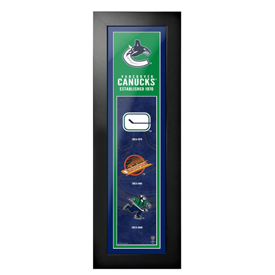 Vancouver Canucks 6"x22"  Logos to History Framed Art