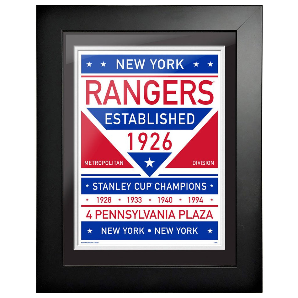 New York Rangers 12 x 16 Dual Tone Framed Sign