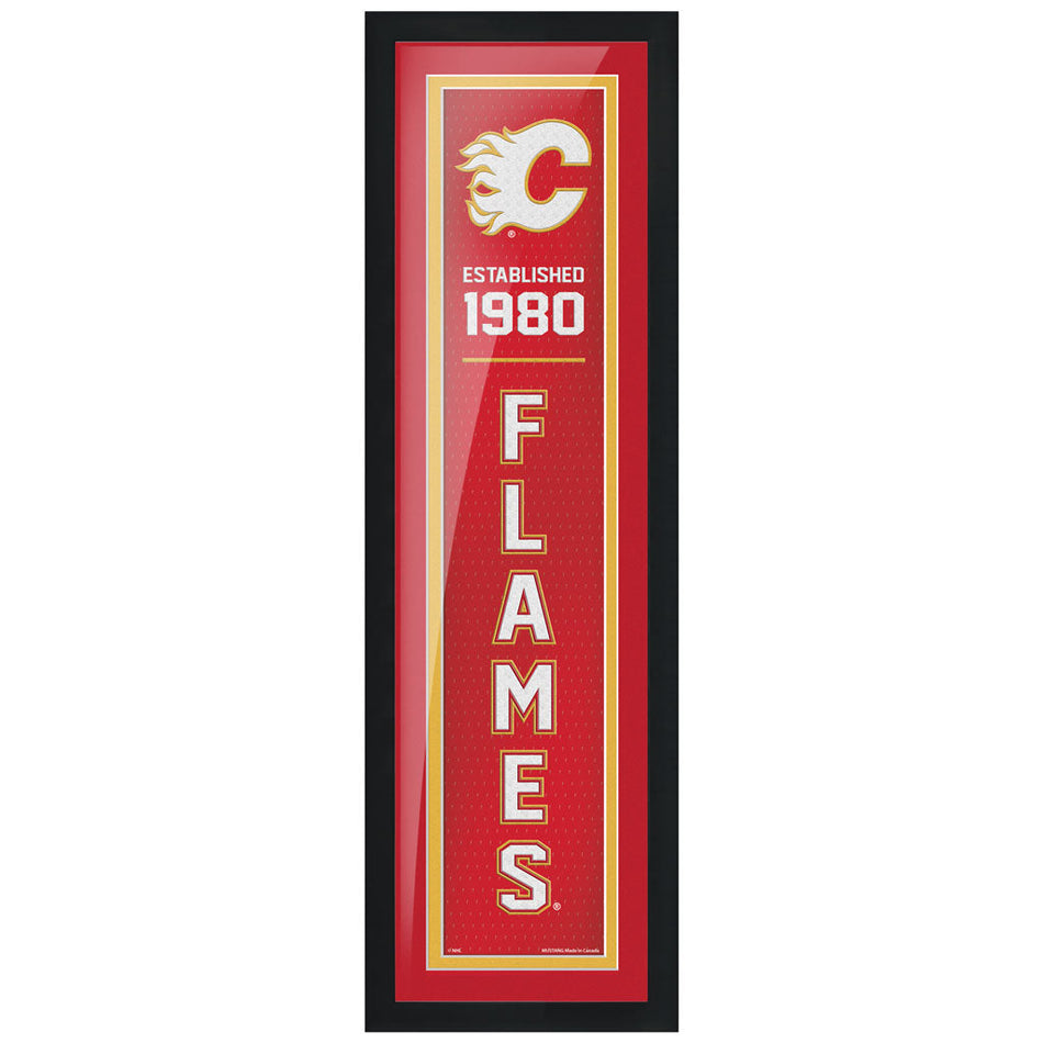 Calgary Flames 6" x 22" Established Framed Sign