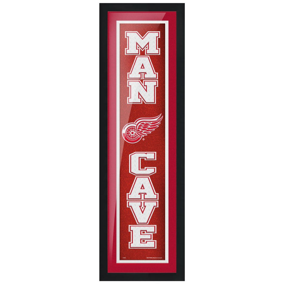 Detroit Red Wings 6x22 Man Cave Framed Sign