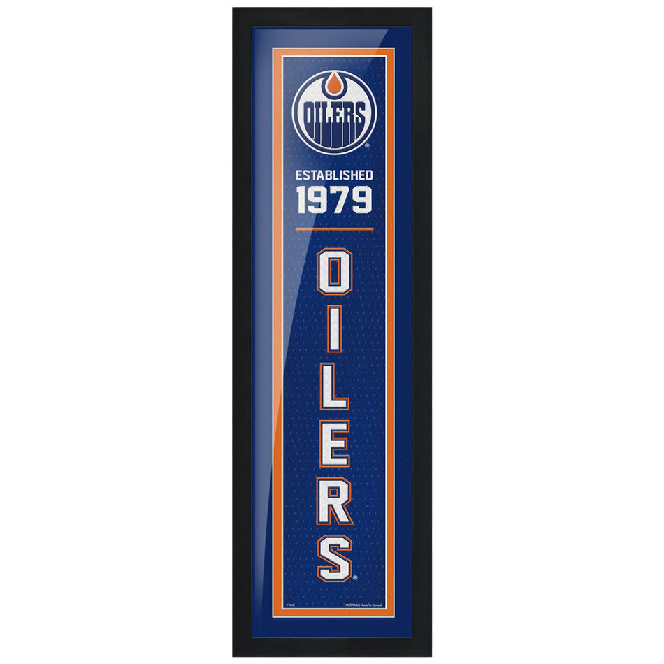 Edmonton Oilers 6" x 22" Established Framed Sign