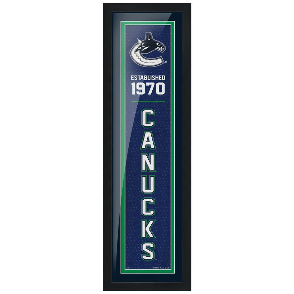 Vancouver Canucks 6" x 22" Established Framed Sign