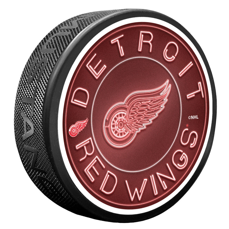 Detroit Red Wings Puck - Neon
