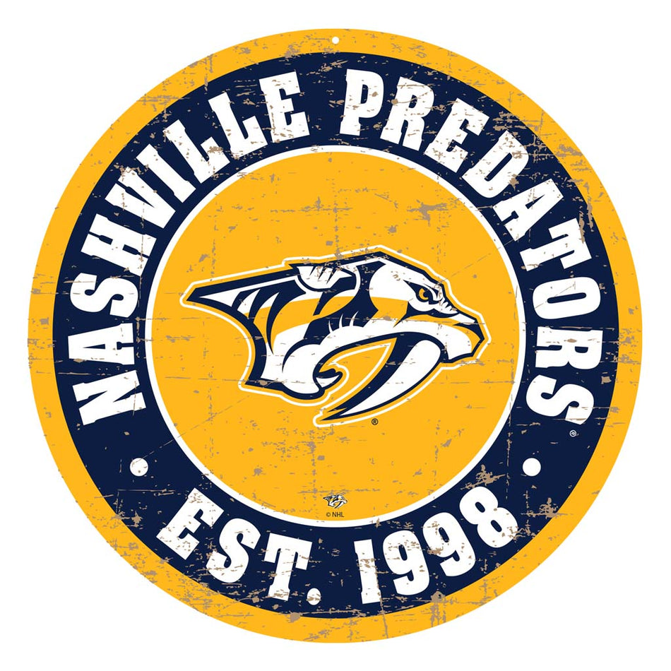 Nashville Predators Sign - 22" Round Distressed Logo