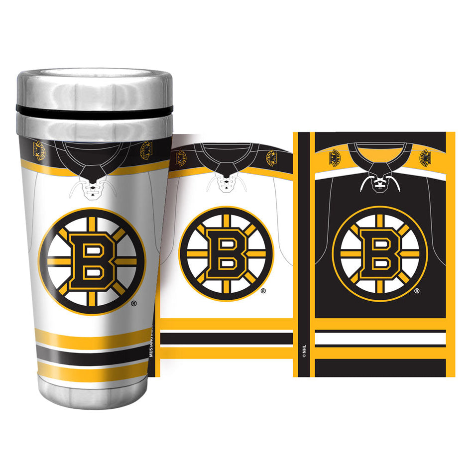 Boston Bruins Travel Mug - 16 oz. Jersey Full Wrap