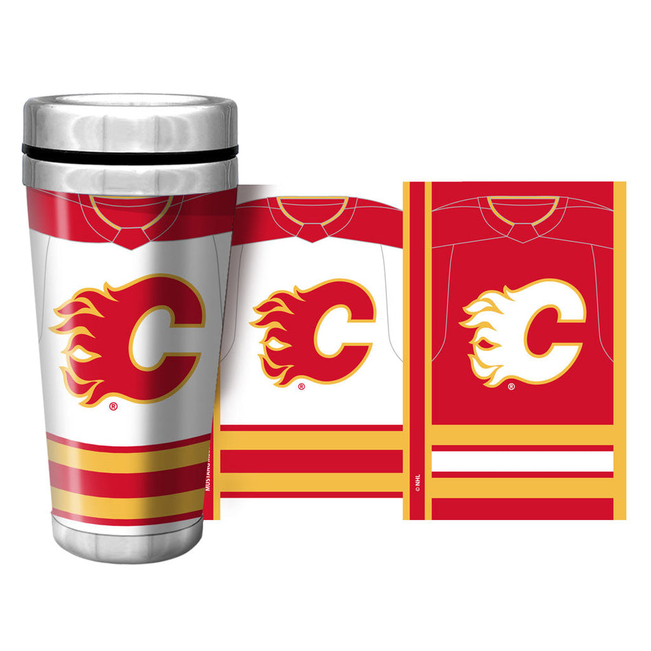 Calgary Flames Travel Mug - 16 oz. Jersey Full Wrap