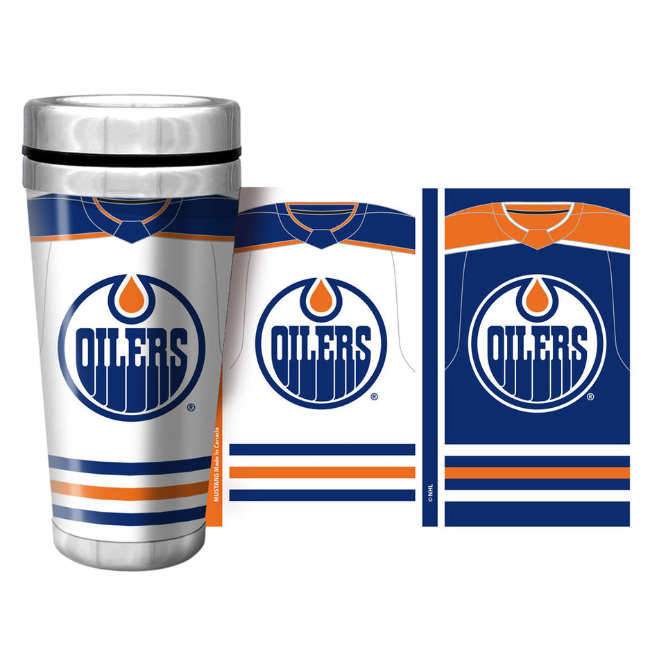 Edmonton Oilers Travel Mug - 16 oz. Jersey Full Wrap