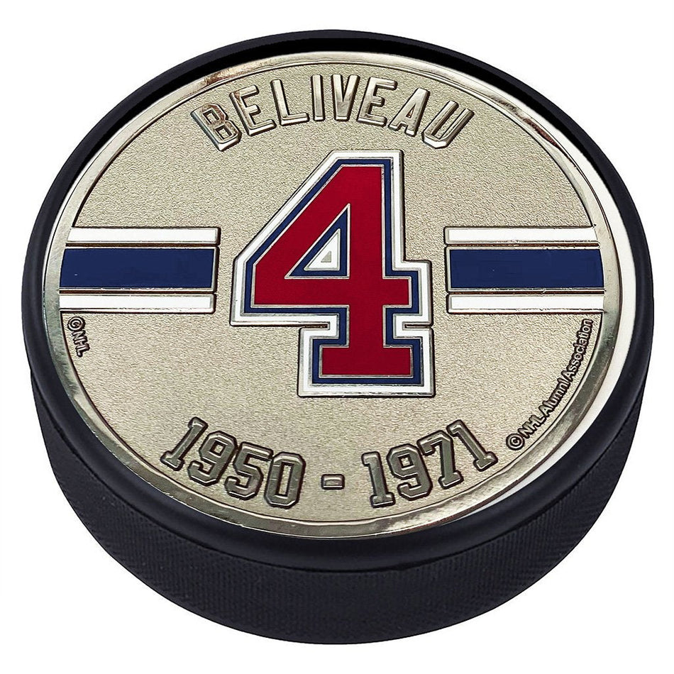 Jean Beliveau Puck - Montreal Canadiens Silver Medallion