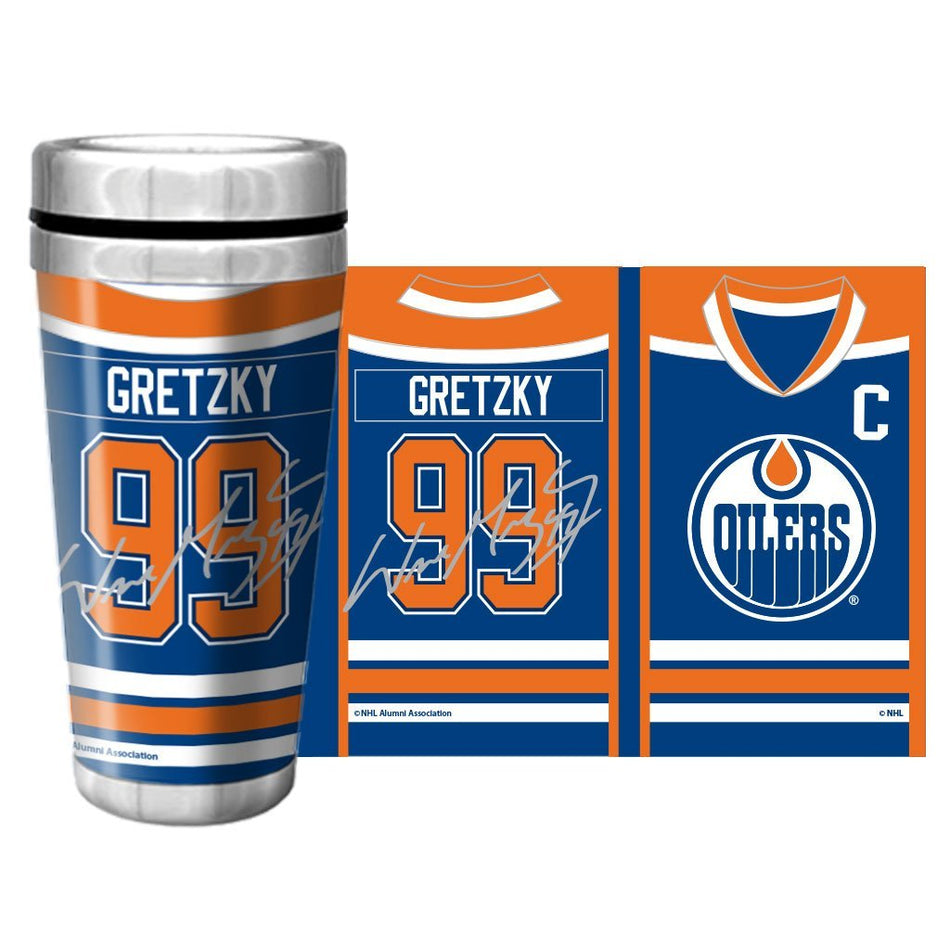 Edmonton Oilers Wayne Gretzky Travel Mug - 16 oz Full Wrap Replica Signature