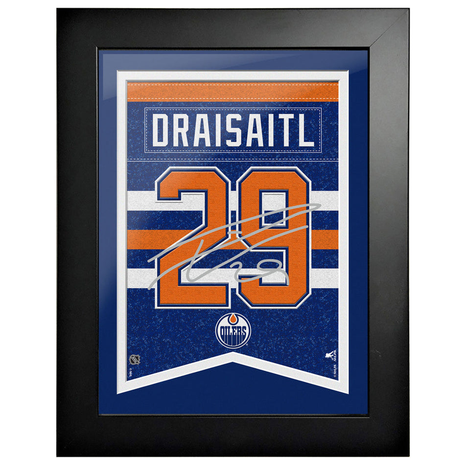 Edmonton Oilers Leon Draisaitl Frame - Number with Replica Autograph