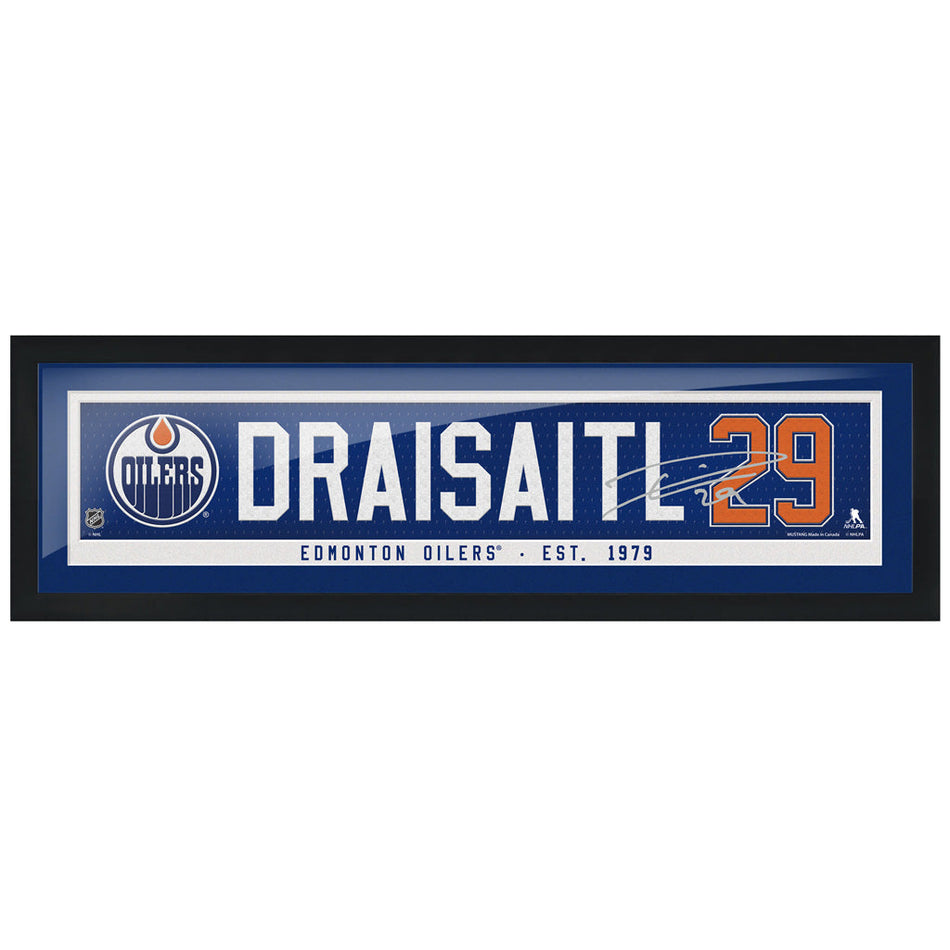 Edmonton Oilers Leon Draisaitl Frame - Name Bar with Replica Autograph