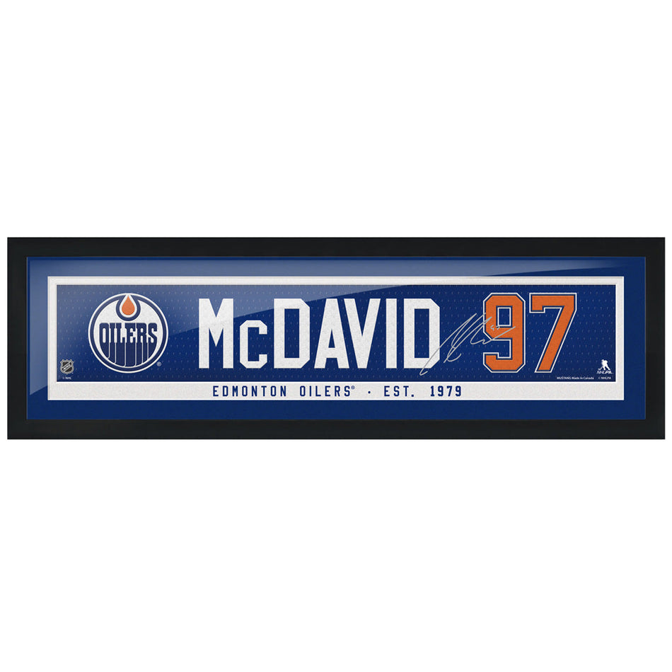Edmonton Oilers Connor McDavid Frame - 6" x 22" Name Bar with Replica Autograph
