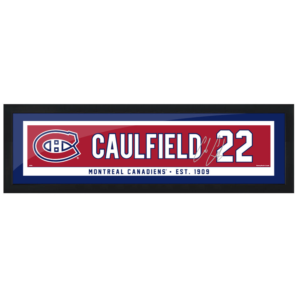 Montreal Canadiens Caufield Framed Player Name Bar with Replica Autograph