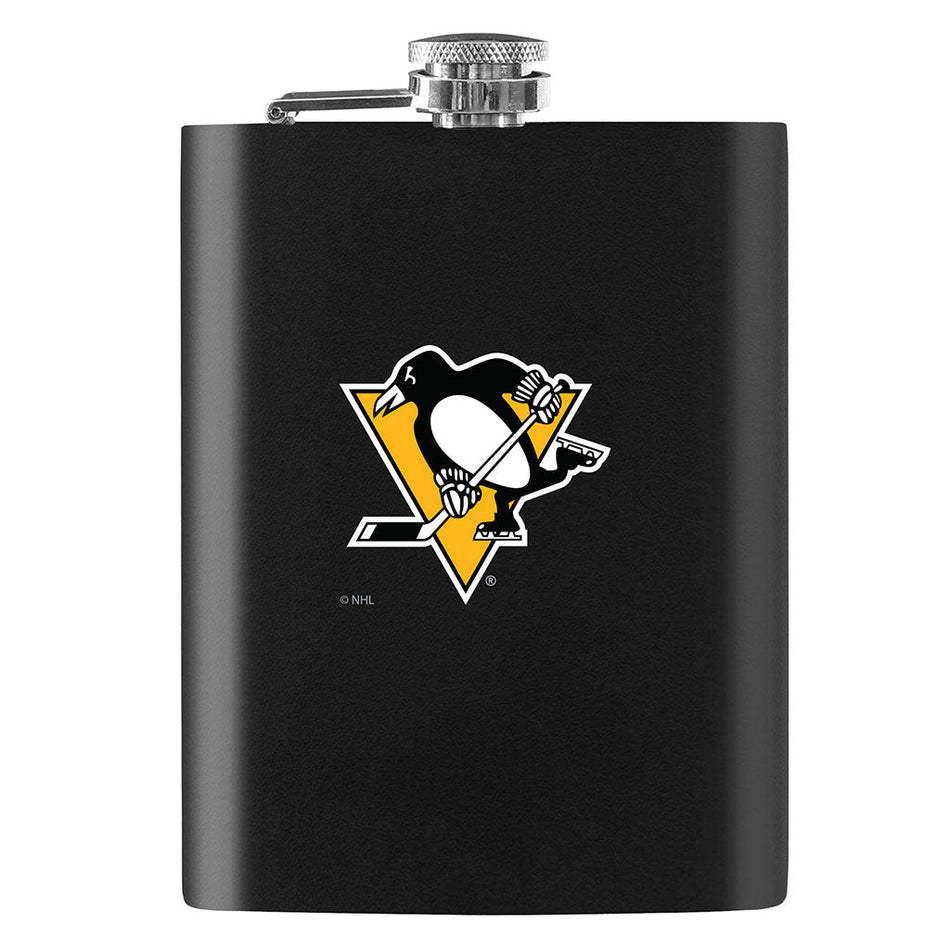 Pittsburgh Penguins Flask - 8oz Black Embossed