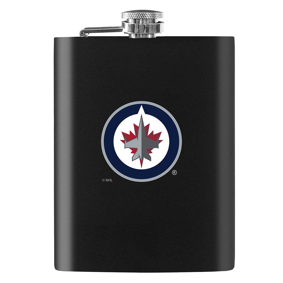 Winnipeg Jets Flask - 8oz Black Embossed